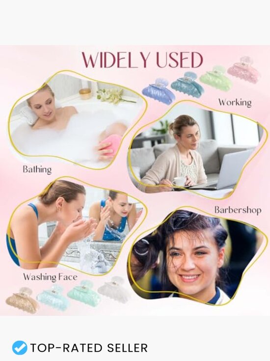 8 Acrylic Hair Claw Clips for Women Non Slip Strong Hold Thick Thin Hair Bulk main image 4